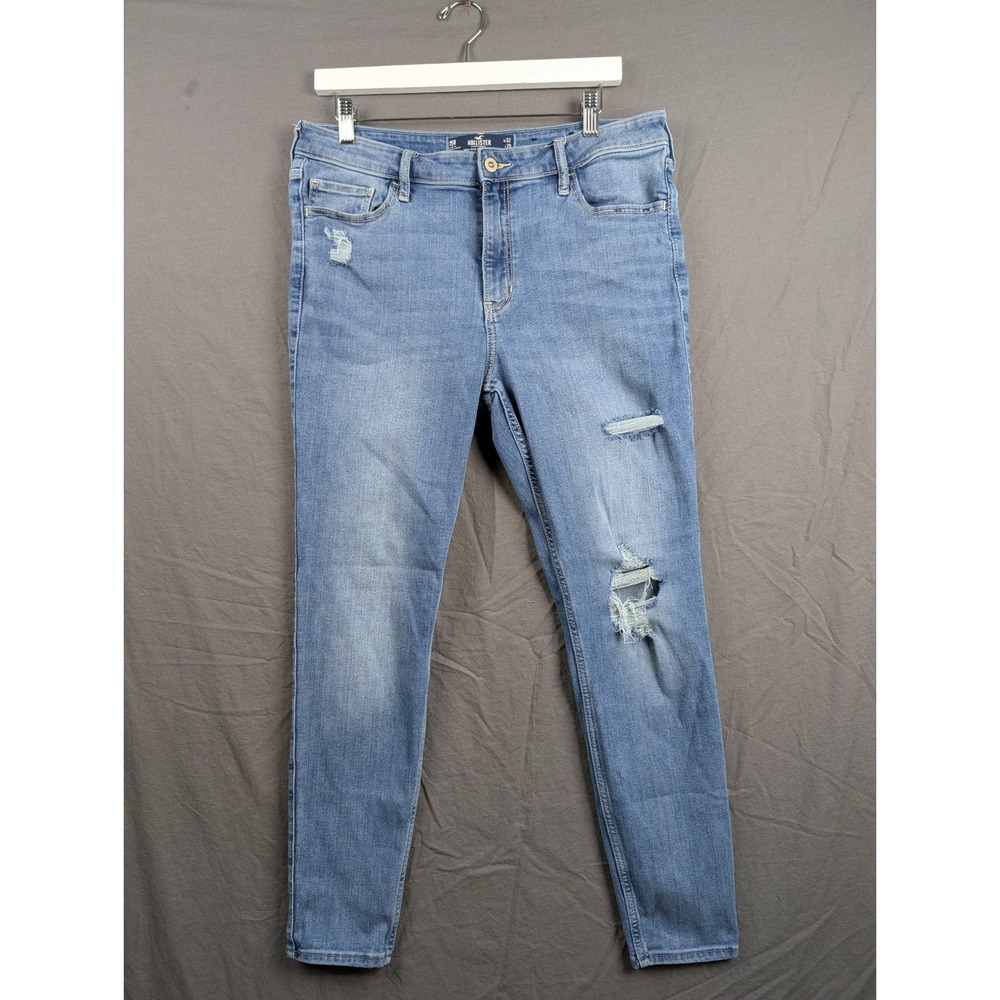 Hollister High-Rise Super Skinny Distressed Jeans Blue 15R W32 L29